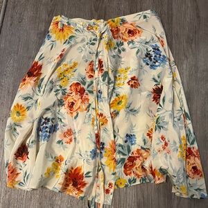 Cream Floral Tie-Front Blouse